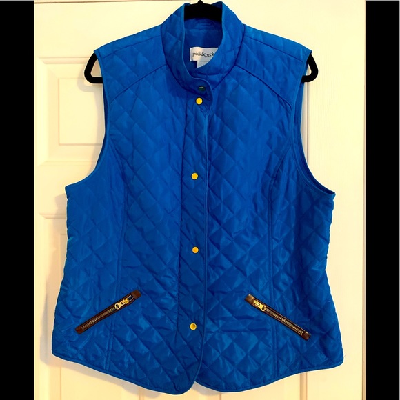 Peck & Peck Jackets & Blazers - Peck & Peck Quilted Puffer Vest with Adjustable Side Belts Royal Blue Size L